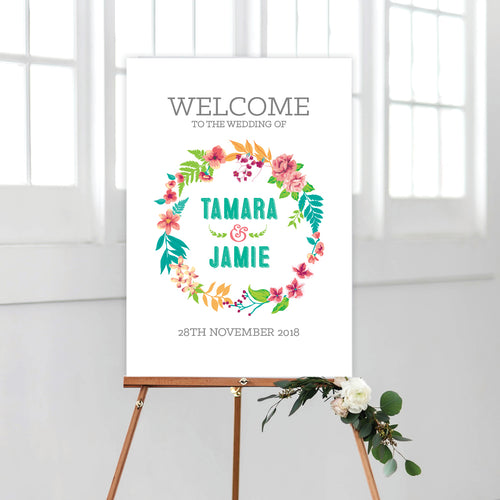 Tropical Celebration Welcome Sign