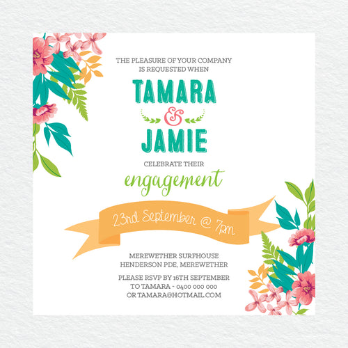 Tropical Celebration Engagement Invitation