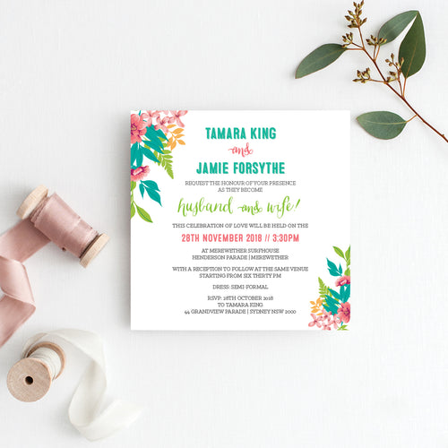 Tropical Celebration Square Invitation