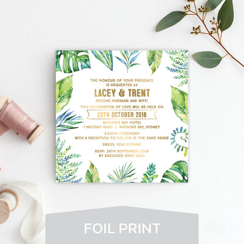 Botanical Wreath Foil Invitation