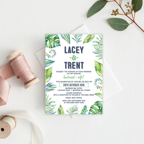 Botanical Wreath Rectangle Invitation