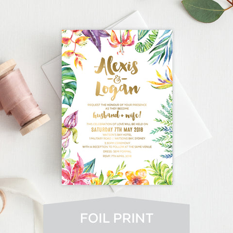 Botanical Wreath Foil Invitation