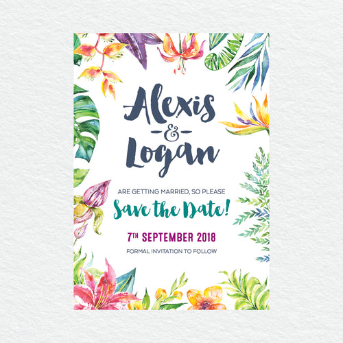 Vibrant Tropfest Save the Date Card