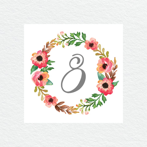 Winter Wreath Table Numbers