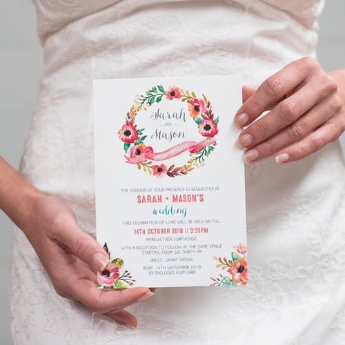 Watercolour Blooms Rectangle Invitation