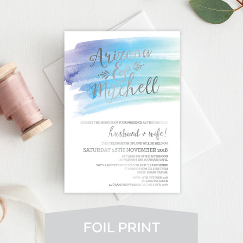Watercolour Love Foil Invitation