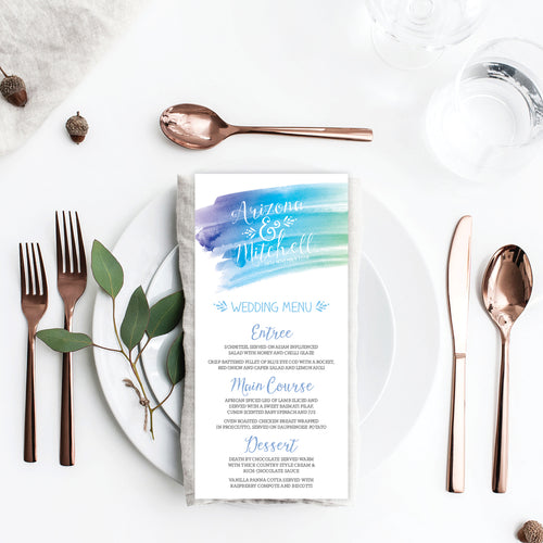 Watercolour Love Menu