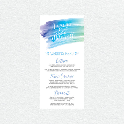 Watercolour Love Menu