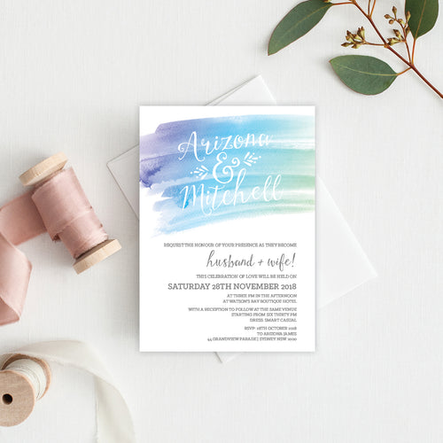 Watercolour Love Rectangle Invitation