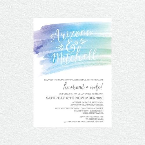 Watercolour Love Rectangle Invitation