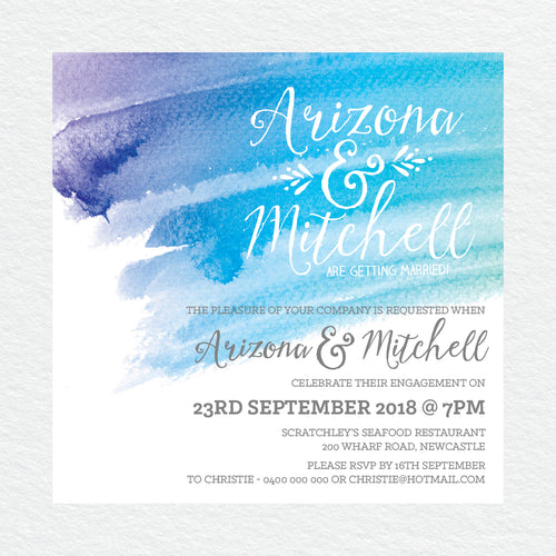 Watercolour Love Engagement Invitation