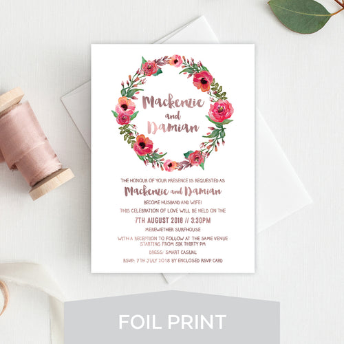 Winter Wreath Foil Invitation