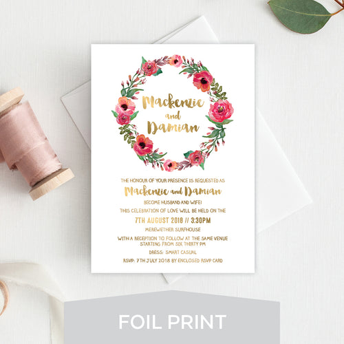 Winter Wreath Foil Invitation