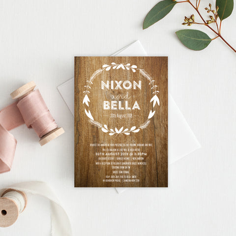 Woodland Whimsy White Ink Invitation