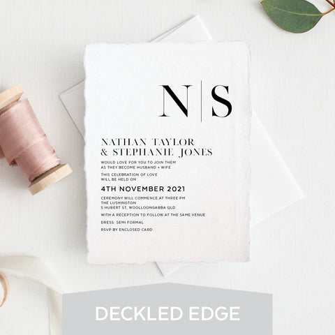 Modern Tilt Deckled Edge Invitation