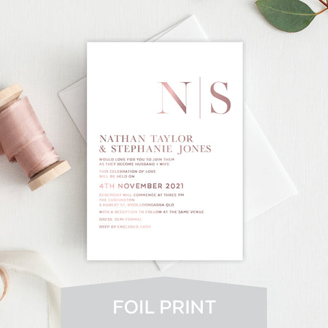 Modern Marble Foil Invitation