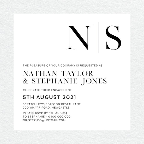 Ebony Script Engagement Invitation